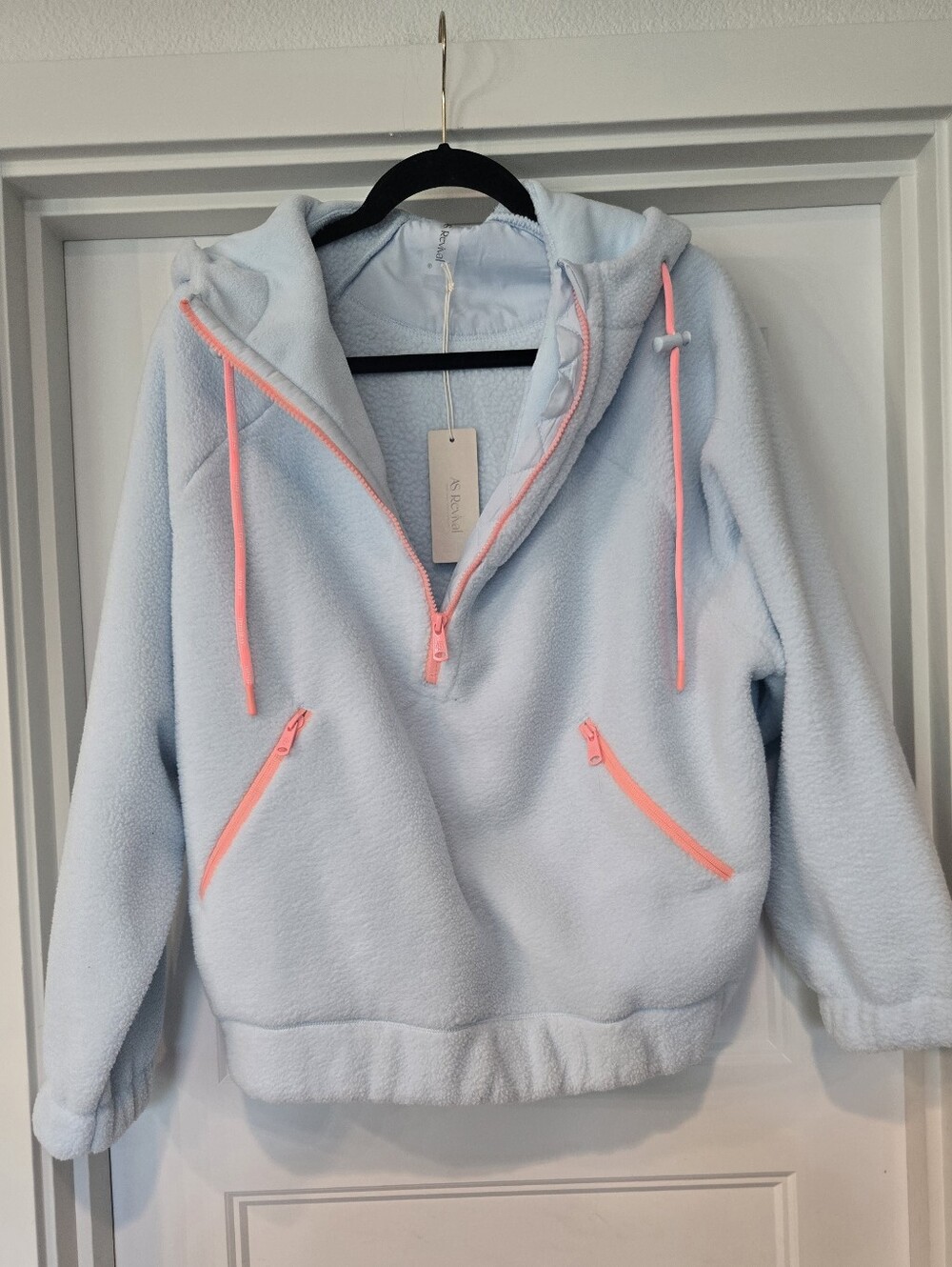 NWT!! ALTR'D STATE Light Blue Fleece Hoodie with Pink Accents. Size S MAKE OFFER